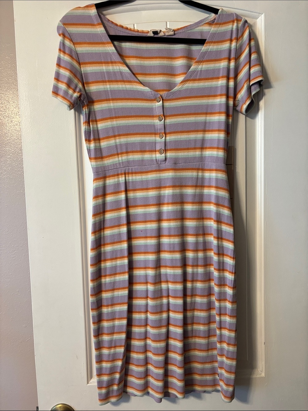 Roxy Striped Mini Dress in Lavender, Orange & Yellow